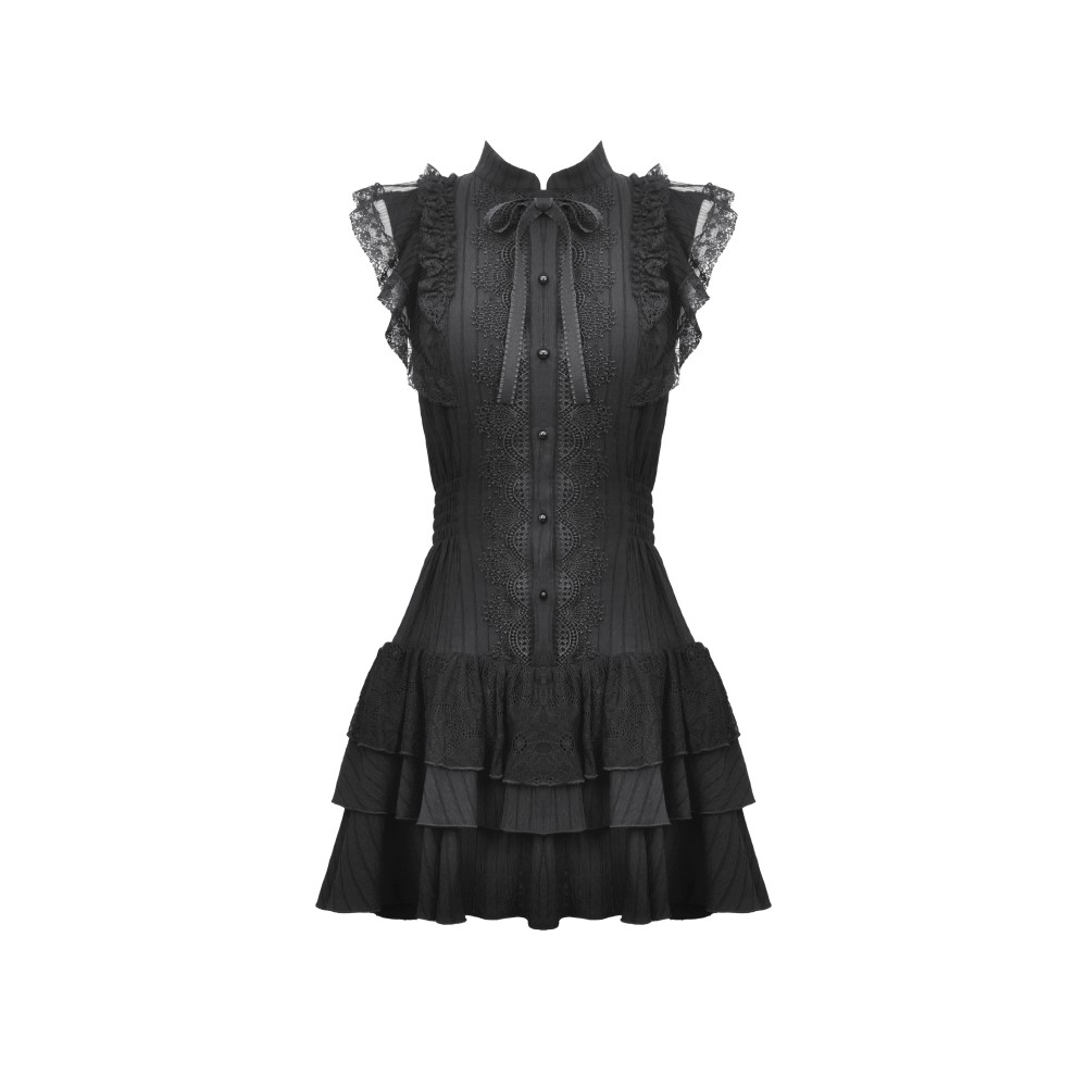 Dark in Love - Gothic frilly Kurzes Kleid - Schwarz